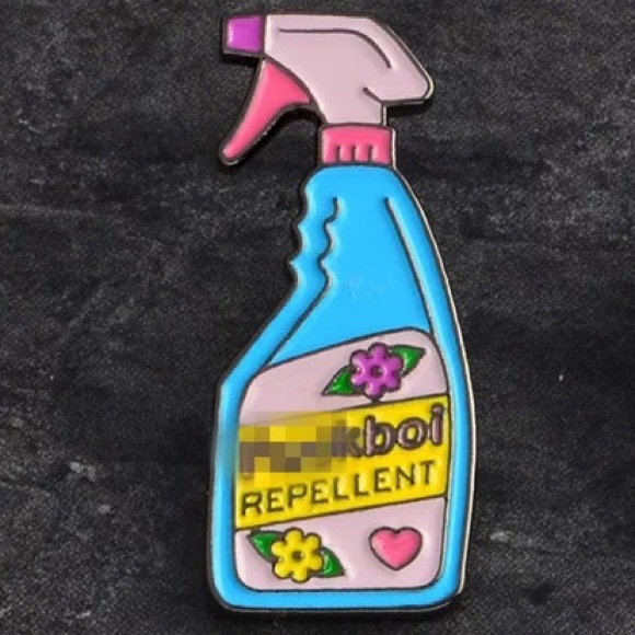 1 LEFT‼️ F*Boi Repellant Enamel Pin Funny NSFW Spray Bottle Sassy Badge Gift - Picture 3 of 11